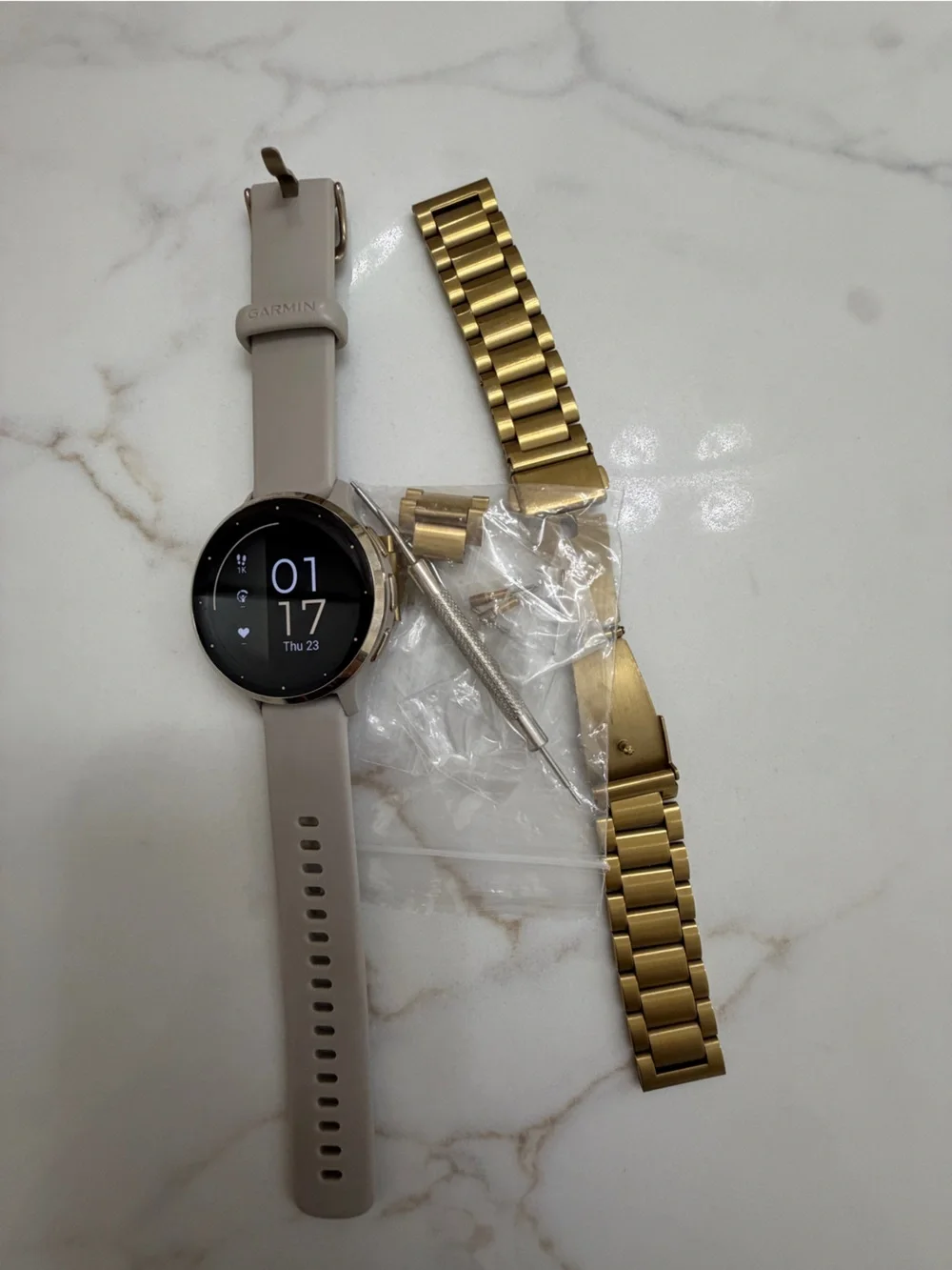 garmin Venu 2S Smartwatch - Beige with Gold Bezel